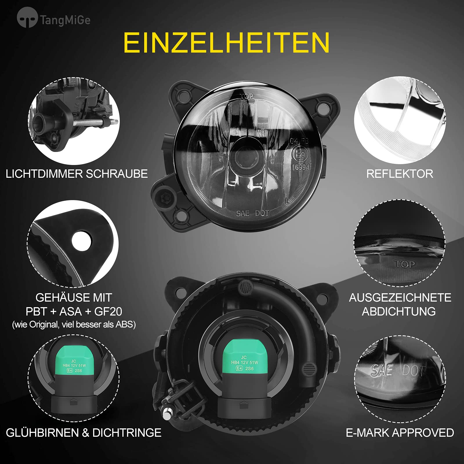 TangMiGe Nebelscheinwerfer Kompatibel mit Volkswagen VW Transporter Multivan T5 (7E 7F 7J 7H), Touareg 7L, Polo 9N, Crafter 30-50 2E; Skoda Praktik, Roomster 5J, Fabia I II 1 2 (6Y2 6Y3 6Y5 542 545)
