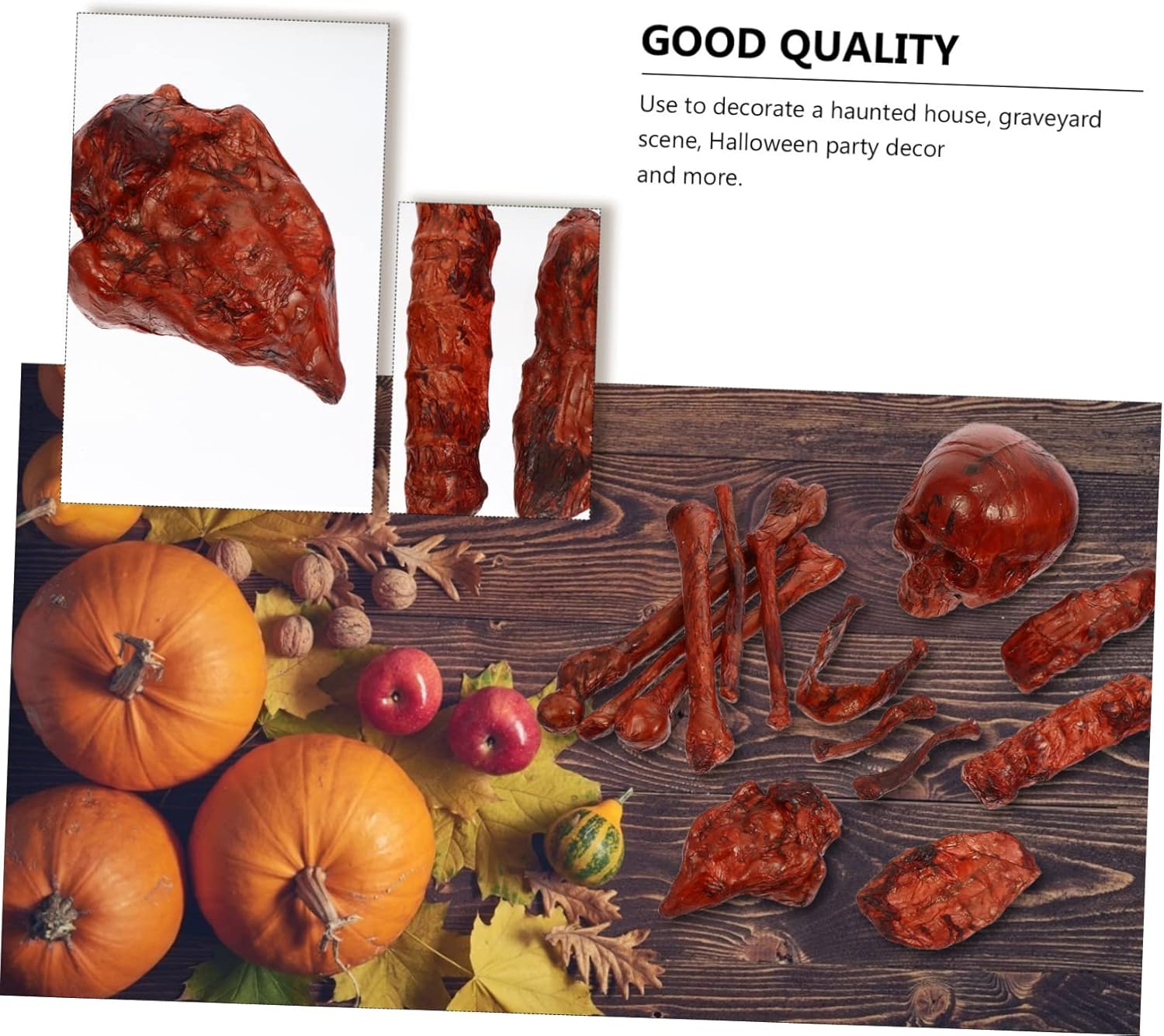 Luxshiny 1Set Artificial Skeleton Ornaments Creepy Halloween Props for Haunted House Outdoor Decoration Realistic Skull Decor for Festive Atmosphere