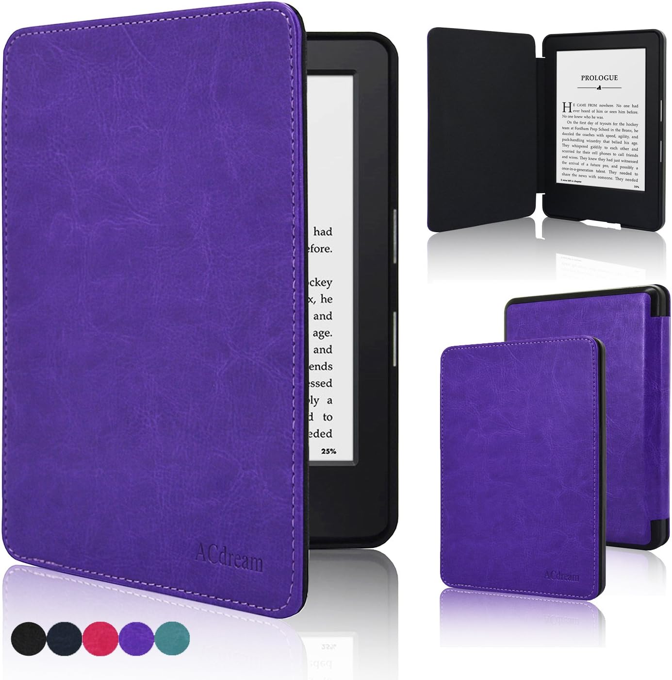 ACdream All-New Kindle 8th Generation 2016 Case, Ultra Slim Premium PU Leather Smart Cover Case for 2016 All-New Kindle 6'' E-Reader with Auto Wake Sleep Feature,