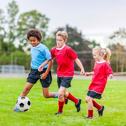 Miniatura 5 de jiaonun Paquete de 6 pelotas de fútbol inflables tamaño 5 con bomba, balón de fútbol blanco y negro a granel