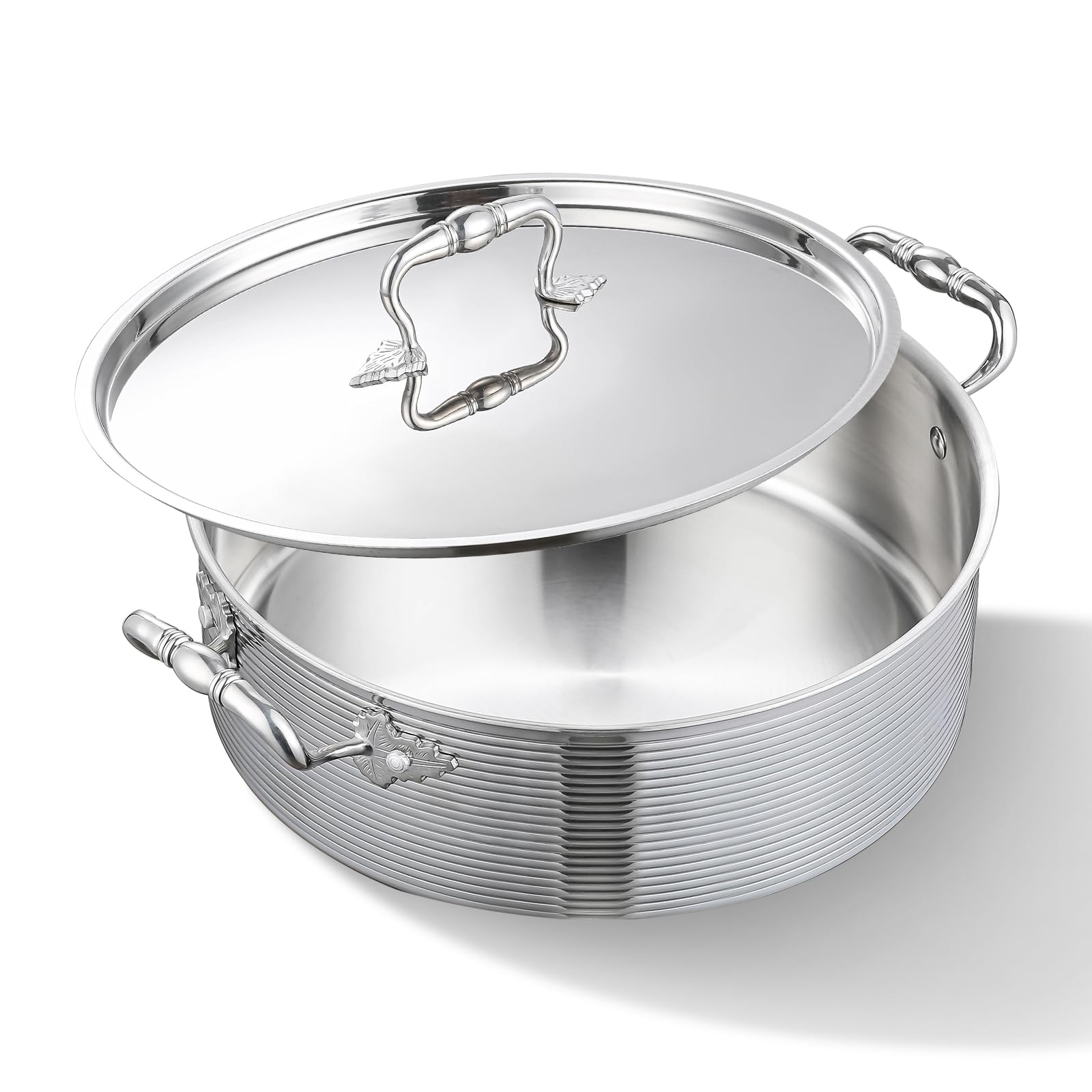 DELARLO 8qt Stainless Steel Braiser Pan -1 DELARLO 8qt Stainless Steel Braiser Pan -1
