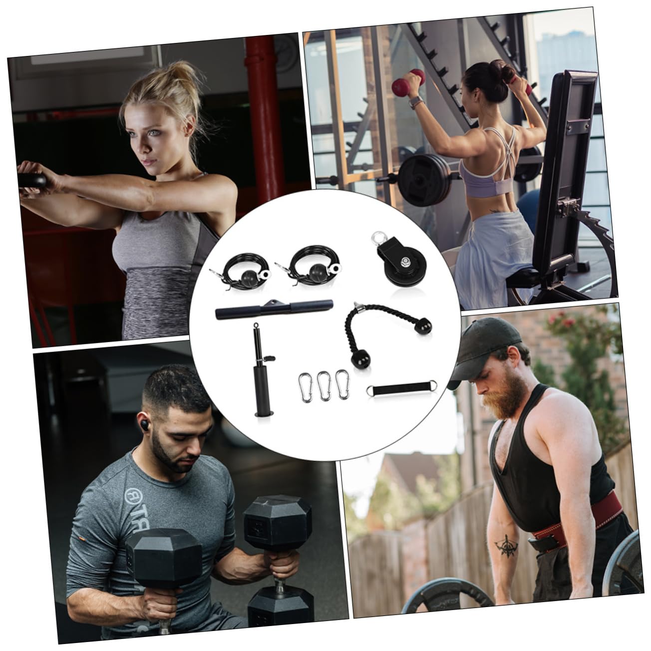 10pezzi Attrezzatura per Allenamento con Puleggia per Braccia Kit Professionale per Esercizi Indoor Facile da Assemblare per Fitness Casa