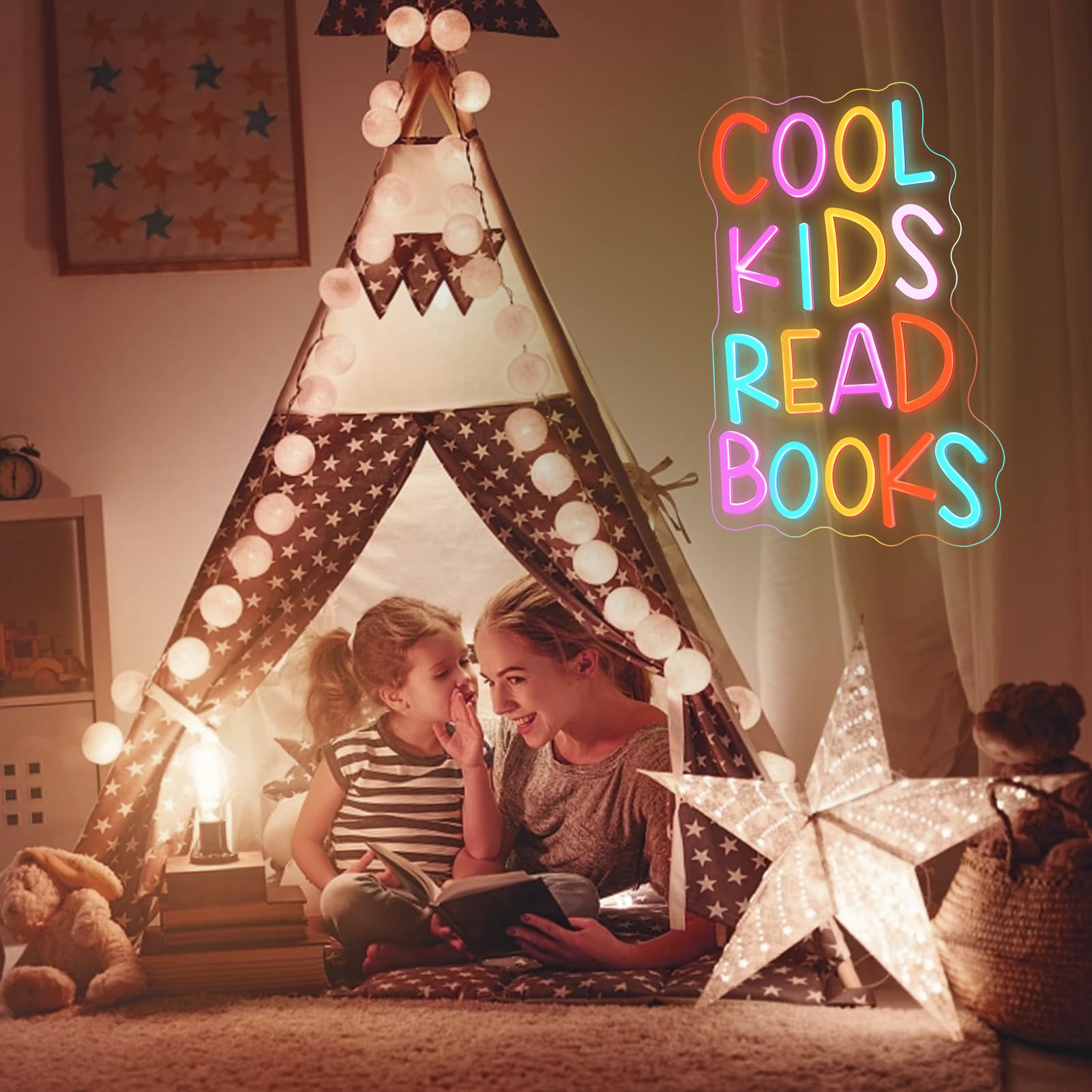 Cool Kids Read Books - Letreros de neón para sala de lectura, decoración colgante para biblioteca, aula, decoración de esquina con interruptores regulables chjjwezx para decoración de dormitorio