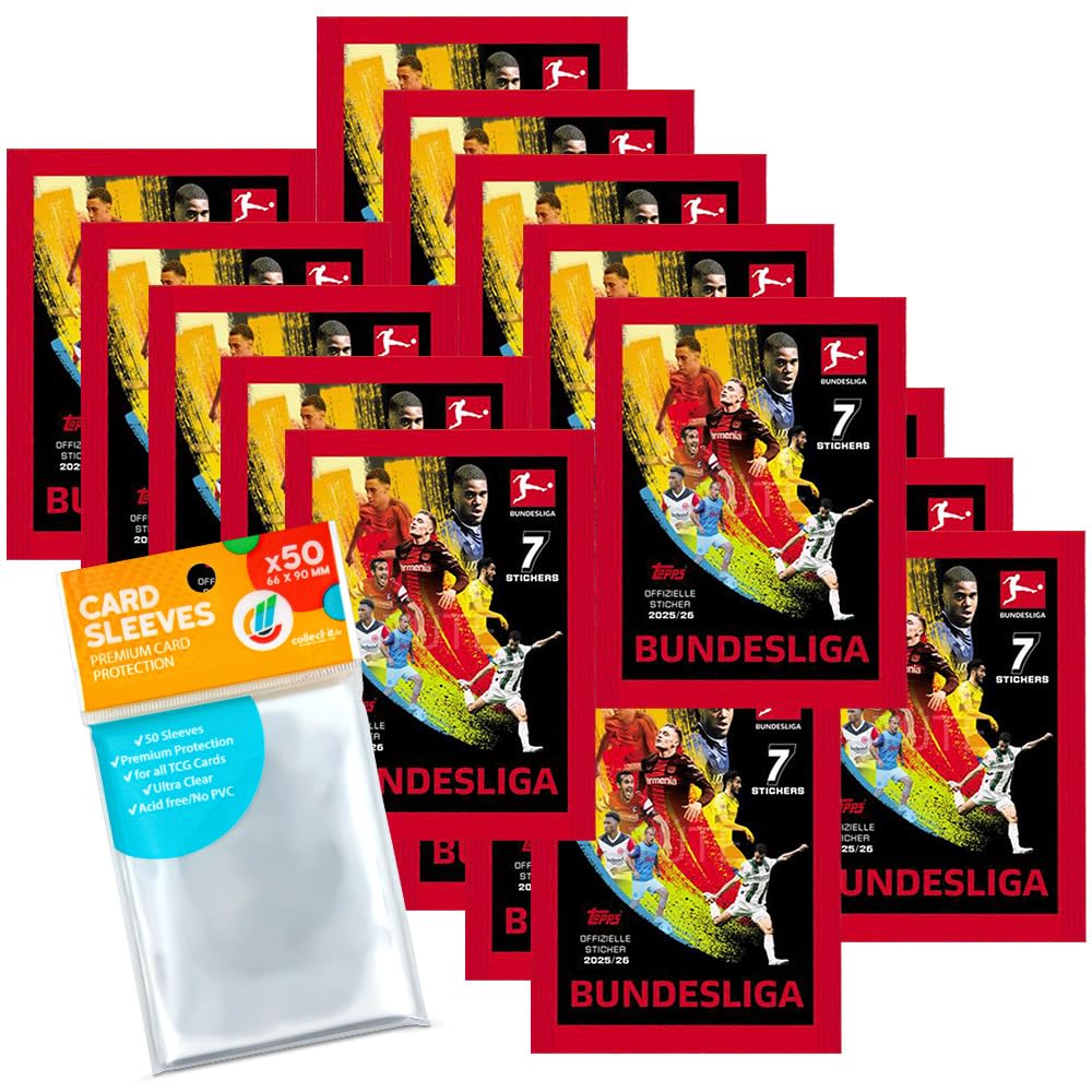 Bundle mit Topps Bundesliga Sammelsticker 2025/2026-20 Tüten + exklusive collect-it Hüllen