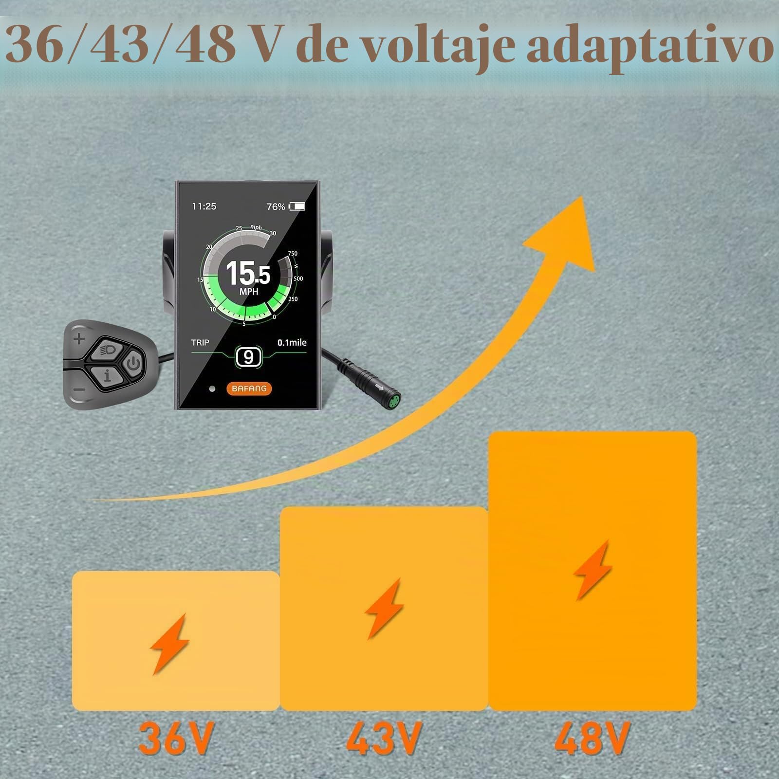 BAFANG Pantalla para Bicicleta electrónica de 3,5 Pulgadas DPC18 para BBS01B BBS02B BBS-HD Mid Motor 0-9 Niveles de Asistencia de Pedal