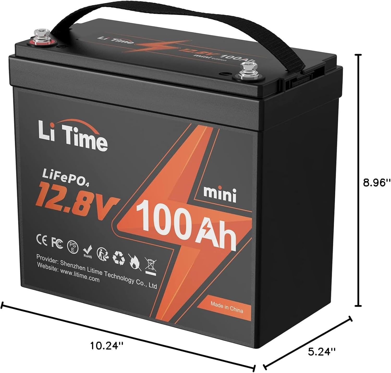 LiTime 12V 100Ah Xtra-Mini Battery Dimensions