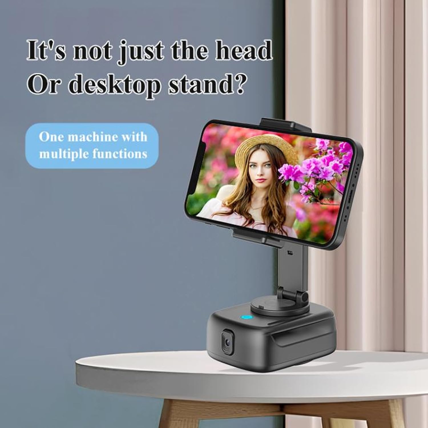 Auto Face Tracking Phone Holder, with 1/4 Inch Screw Interface, 360 Degree Rotation Face Body Phone Tracking Tripod Smart Camera Mount for Live Vlog Streaming Video