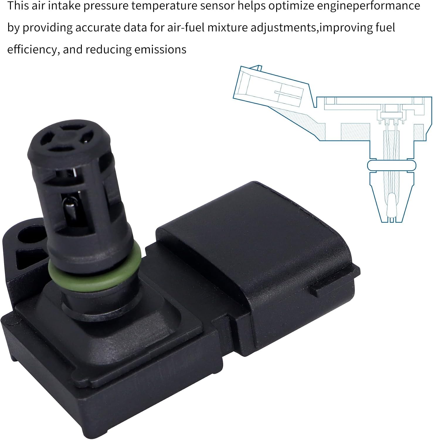 HiSport Intake Air Temperature Sensor - Compatible with Dodge Ram Diesel 2500 3500 4500 2007 2008 2009 2010 2011 2012 2013 2014 2015 2016 2017, Cummins M11 ISC ISL ISM ISX Replaces 5WK96803 2897332