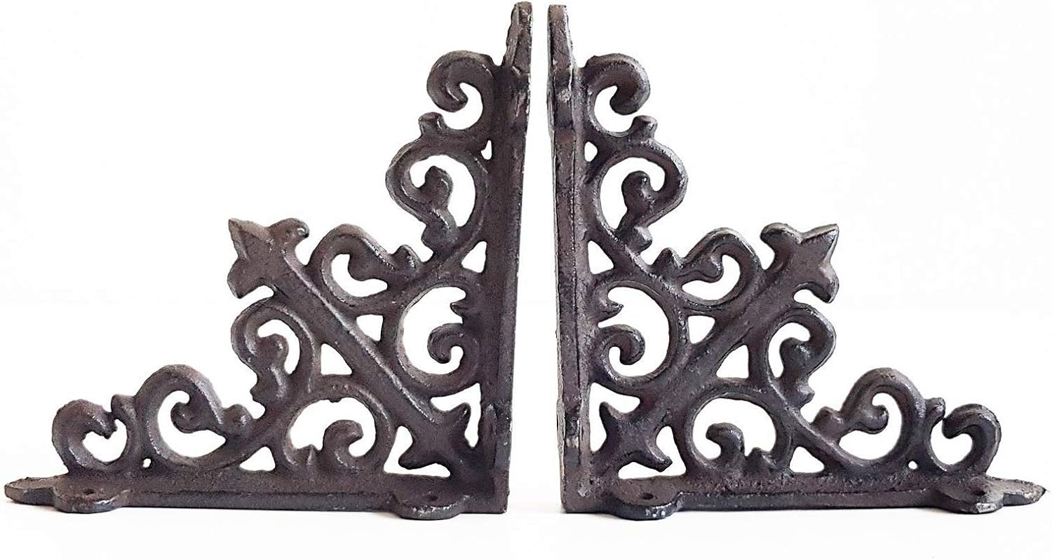 Homezone Pair of Small Victorian Cast Iron Wall Shelf Brackets Supports