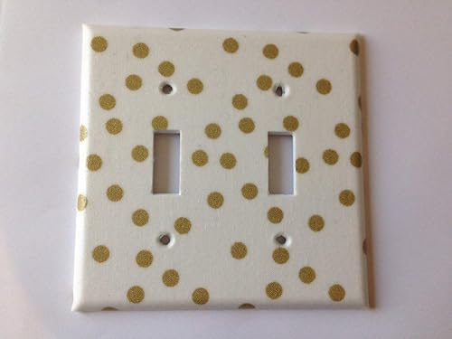 Miniatura 4 de Gold White Polka Dots Light Switch Cover Various Sizes Offered