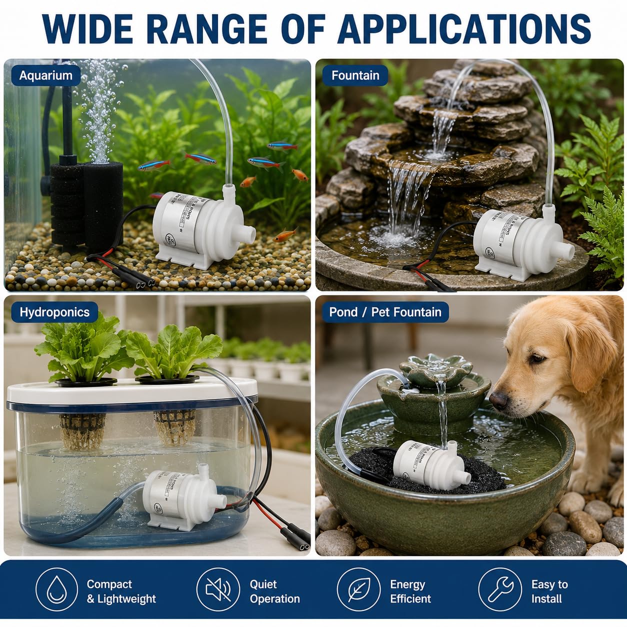 Mini pompe à eau - 24V DC 10W Pompe à eau sans balais de qualité alimentaire Pompe à eau sans balais à économie d'énergie pour fontaine d'aquarium Instruments médicaux