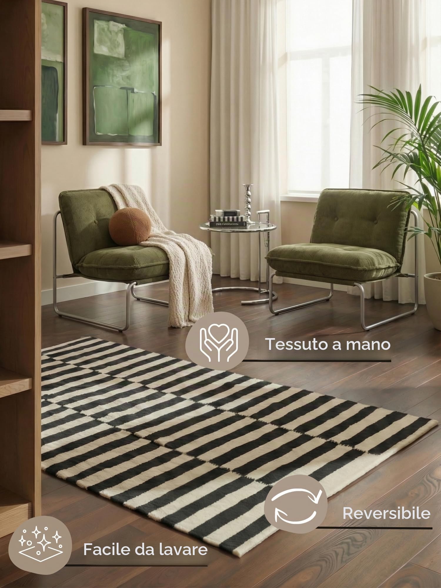 Hanse Home Tappeto di lana Donna naturale per soggiorno, camera da letto, sala da pranzo, corridoio, tessuto a mano e naturale, 120 x 180 cm