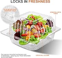 Vista 3 de MINGXIAN 100 recipientes de plástico transparente para llevar, recipiente desechable de postre con tapa, para ensaladas, pasta, sándwiches