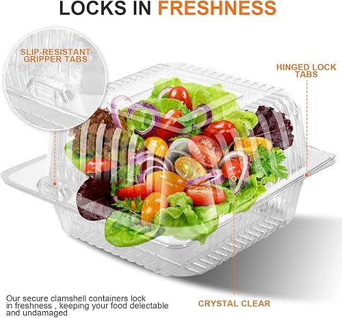 Miniatura 3 de 200 recipientes de plástico transparente contenedor desechable de postre con tapa para ensaladas pastas sándwiches 5 x 47 x 28 pulgadas