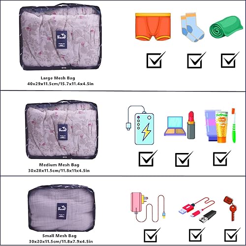 Miniatura 2 de GUIFIER 6 bolsas organizadoras de maleta de viaje, organizador de viaje, juego de cubos de embalaje, bolsas de lavandería, bolsa de almacenamiento