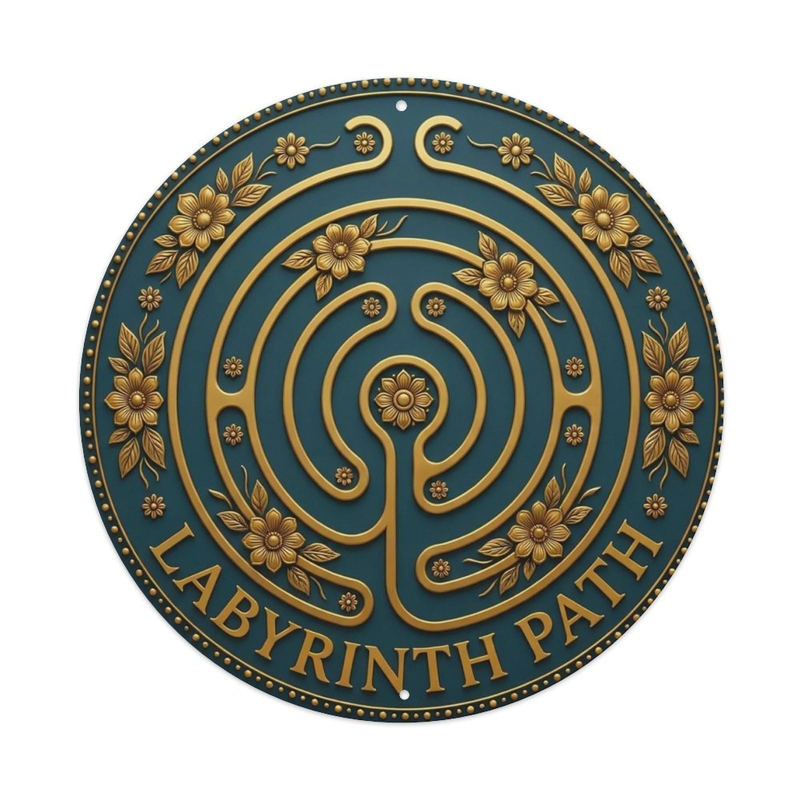 Vintage Labyrinth Path Flower Zen Yoga Metal Tin Sign