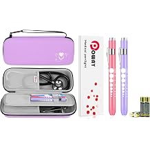 2 Pack Pen Lights and Purple Stethoscope Carrying Case for Nurses Student Doctors EMT