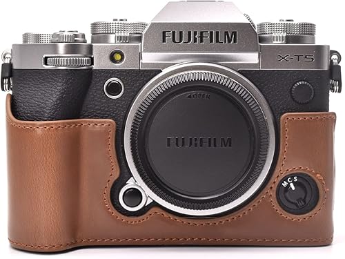 Rieibi Fuji XT5 - Funda de piel sintética para cámara digital Fujifilm X-T5, funda protectora para Fuji XT5 X-T5, color café
