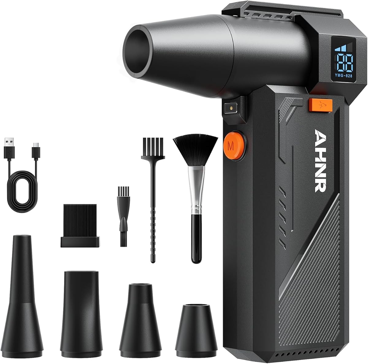 AHNR Compressed Air Duster, 160,000RPM Powerful Electric Air Duster Blower Rechargeable with Brushless Motor, 3-Gear Adjustable Mini Air Blower Cordless for Computer, Keyboard, Home, Outdoor and Car