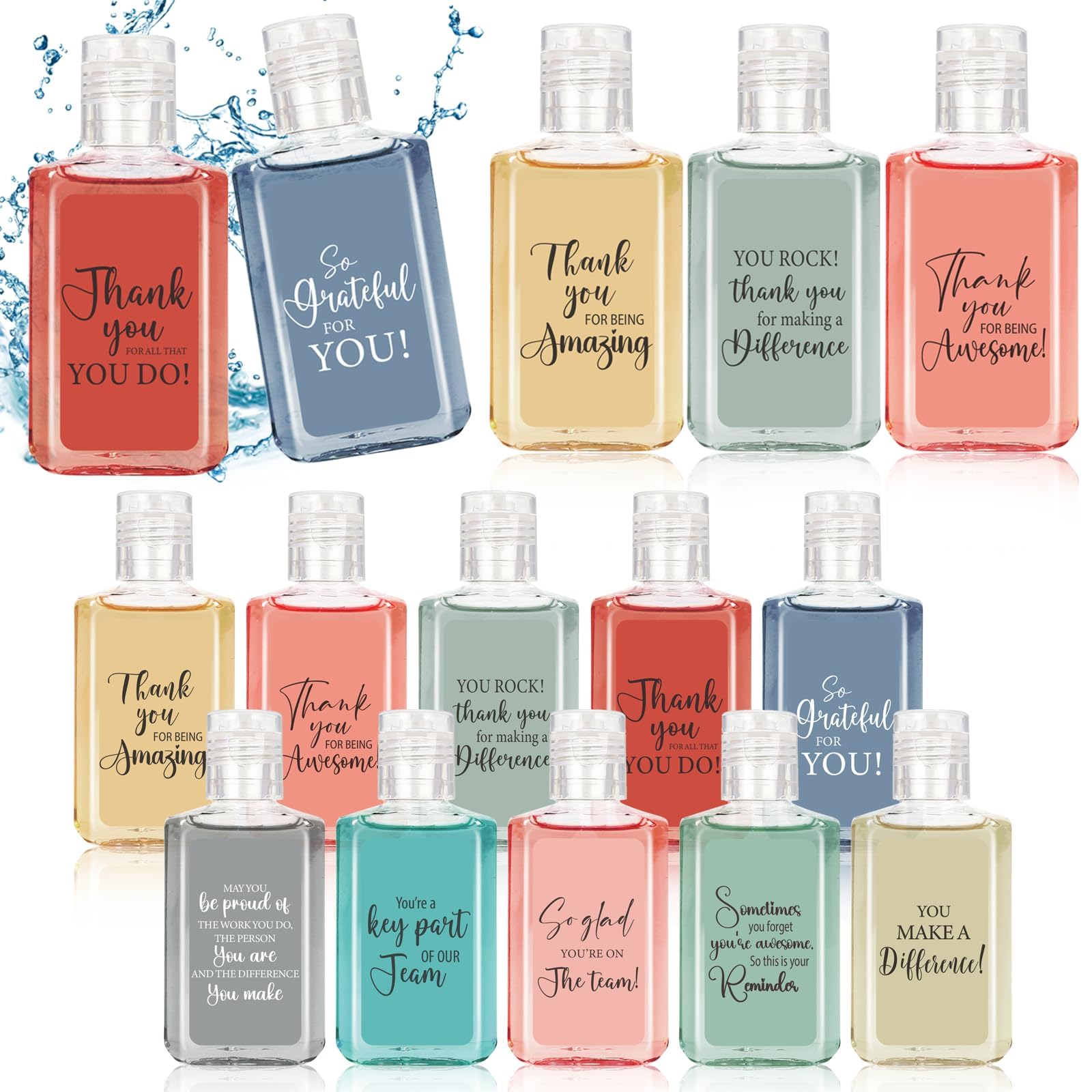 Piuaeue 50Pcs Thank You Mini Hand Sanitizer Bulk Employee Appreciation Gifts Inspirational Small Hand Sanitizer 1fl oz Travel Size Hand Soap Gift for