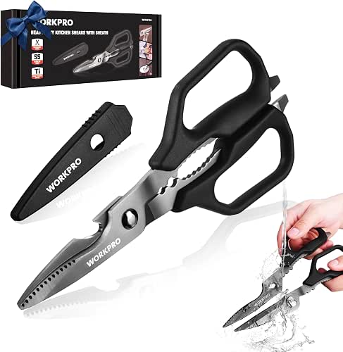 WORKPRO Kitchen Scissors, All Purpose Kitchen Shears with Detachable Stainless