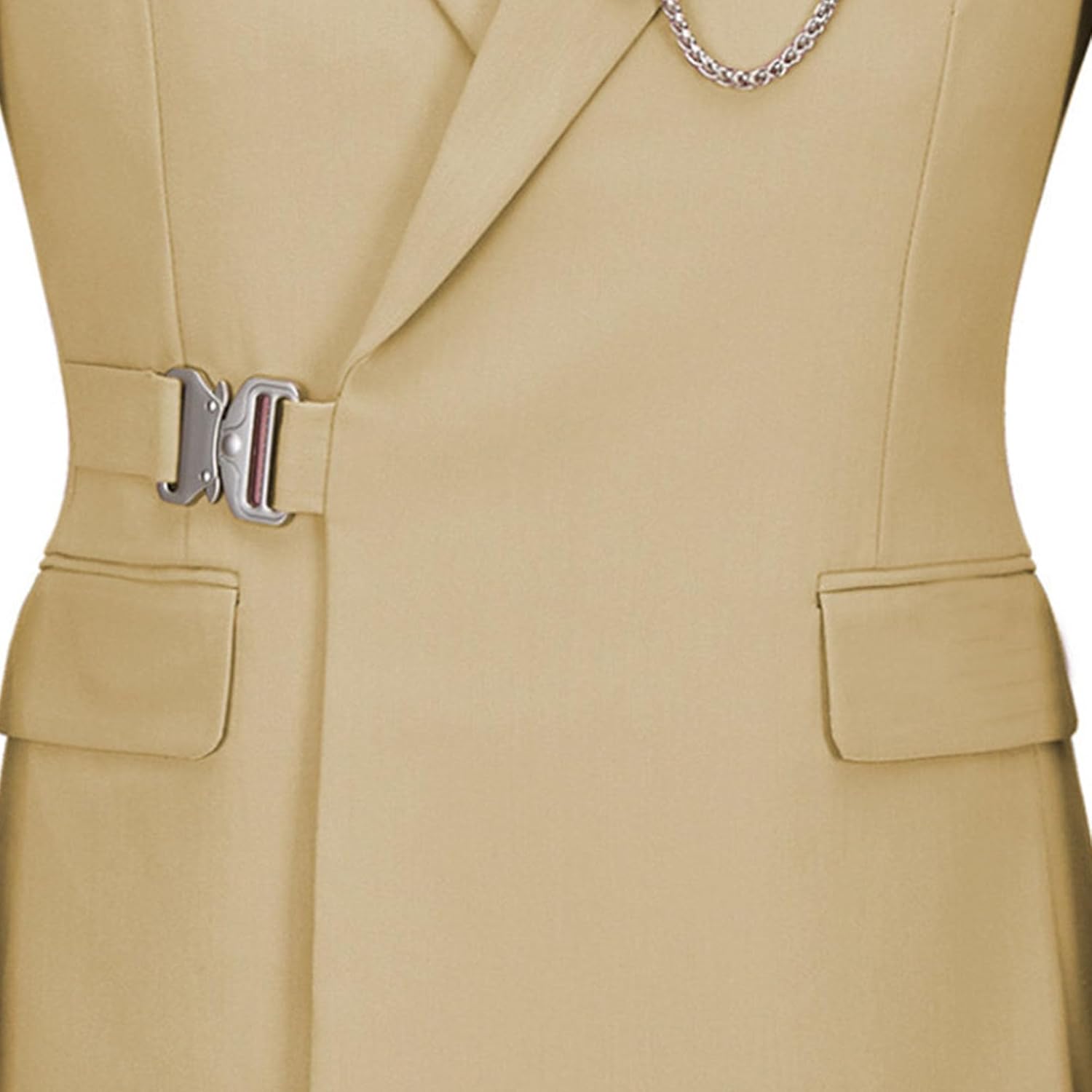 Men's 2 Piece Suit with Metal Clasp Slim Fit Suit Stylish Business Pants Casual Wedding Grooms Tuxedo Suit