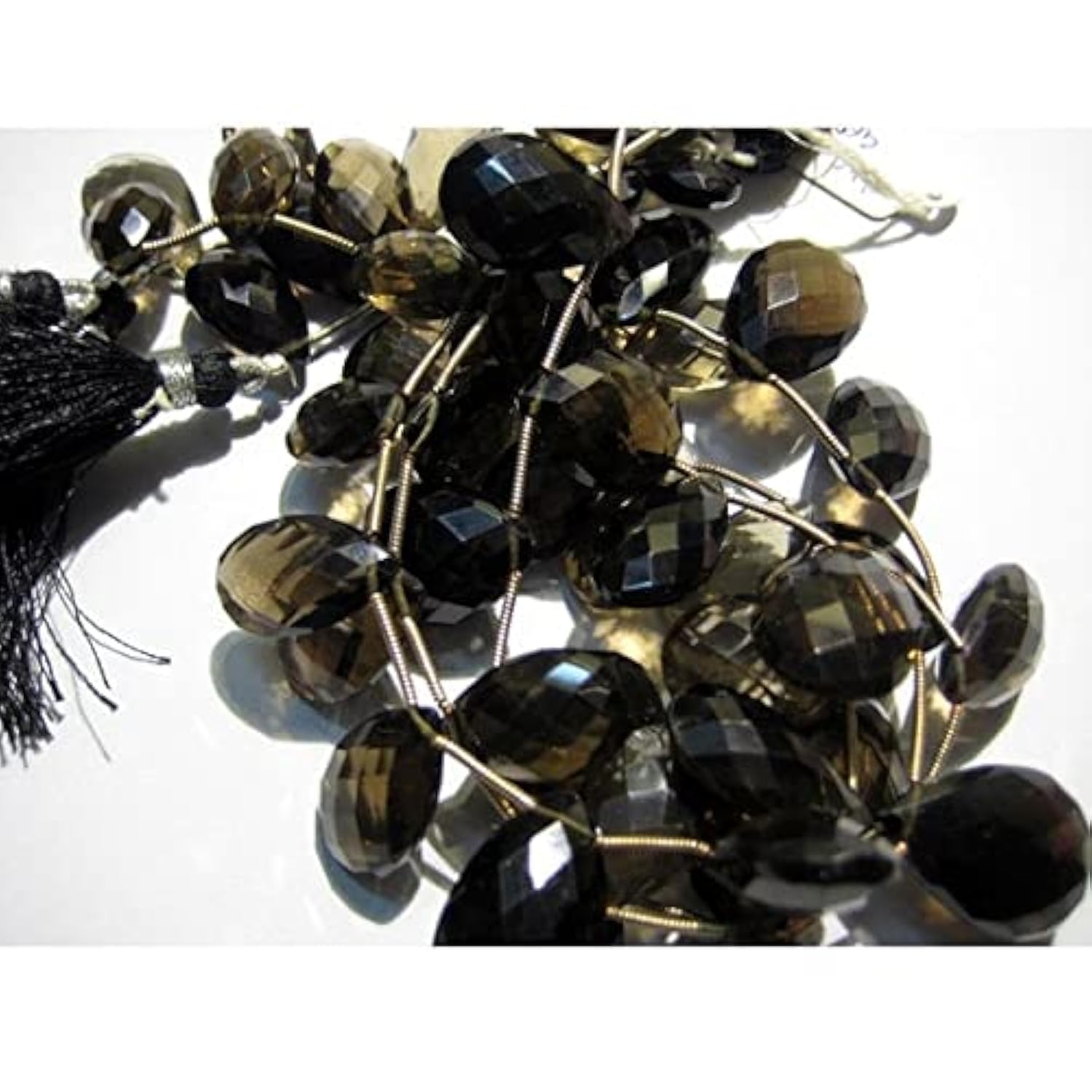 Quartz fumé briolette facettée perle poire géante de lithothérapie pour bijoux DIY