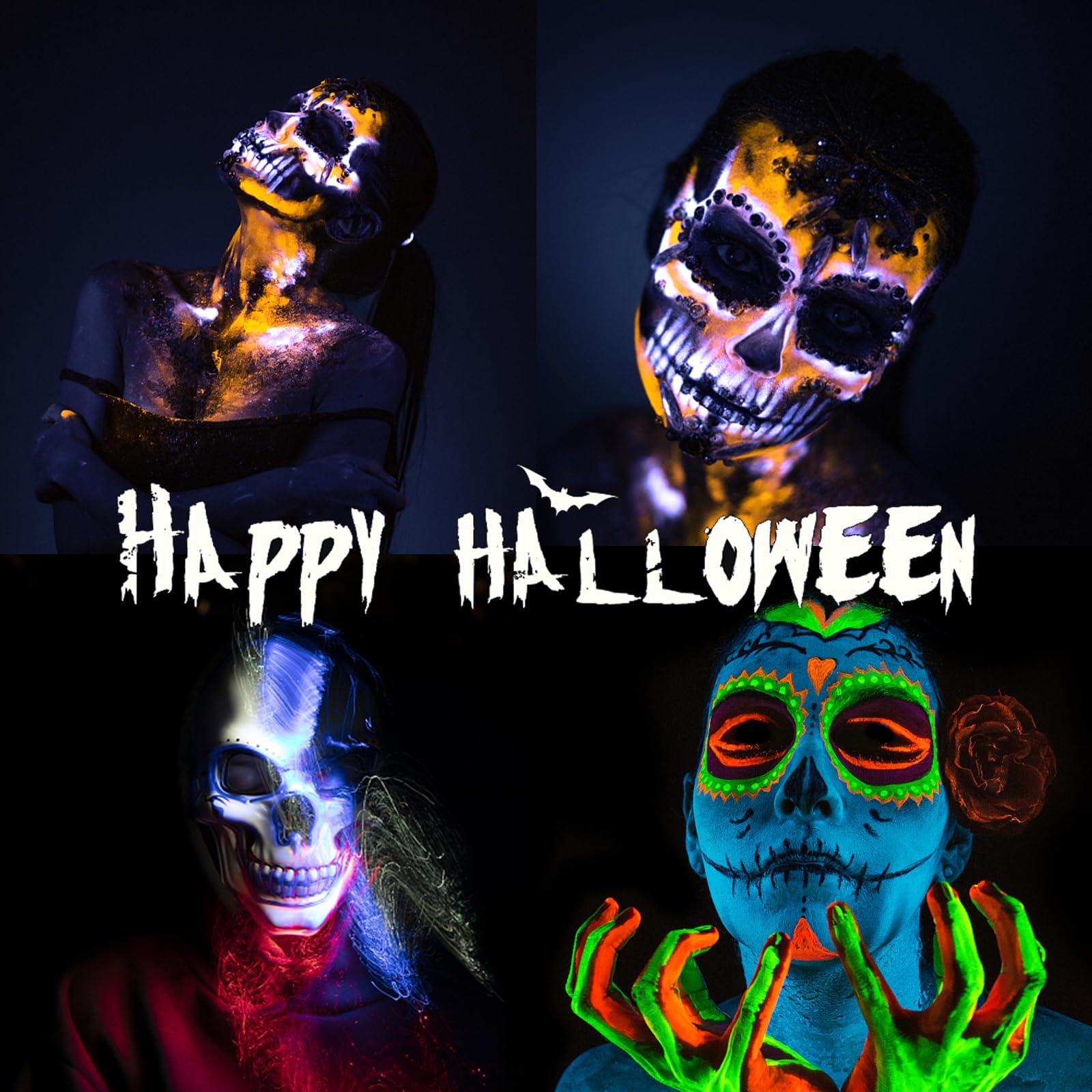 Zestaw 12 kolorów neonowych farb do makijażu dla dzieci, nadające się do prania, farby do ciała, kredki na Halloween, karnawał, UV bodypainting, makijaż