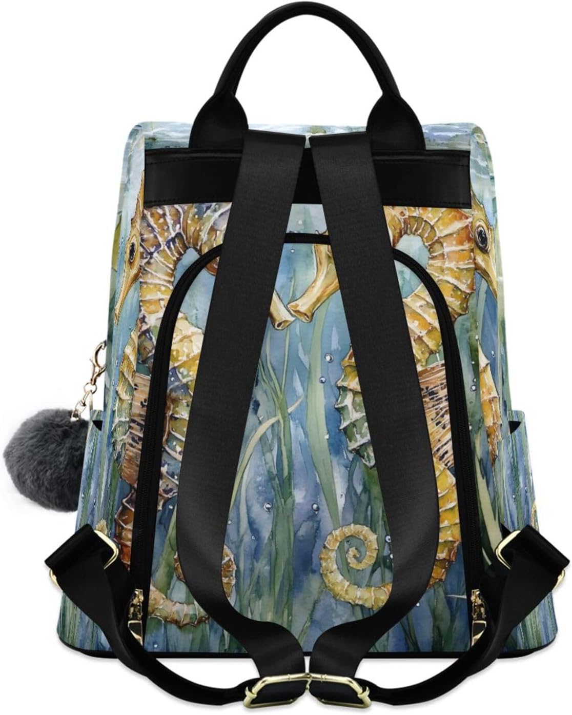 ALAZA Seahorses Water Seagrass Backpack Purse for Women Anti Theft Fashion Back Pack Shoulder Bag