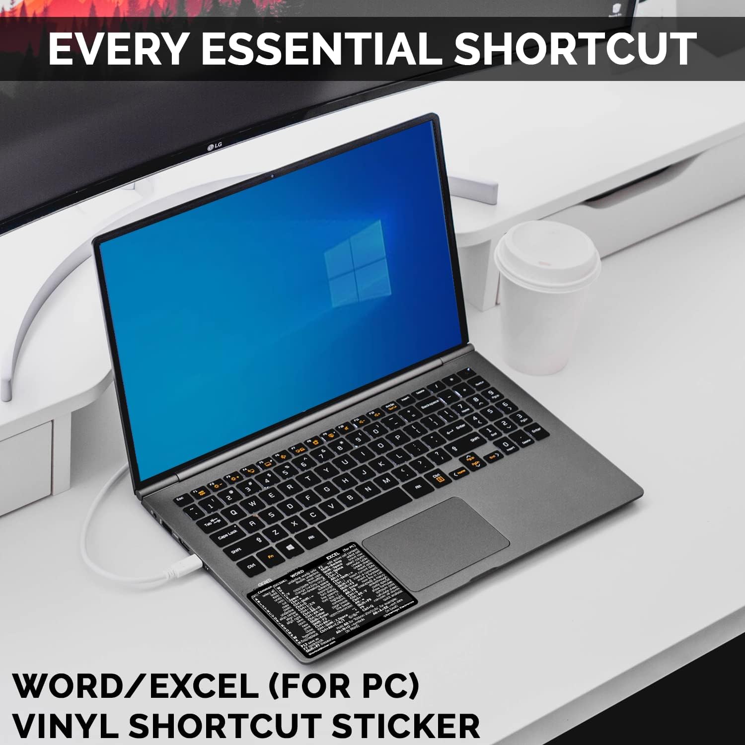 Synerlogic WordExcel - Adhesivo de acceso directo para Windows, guía de referencia, adhesivo de acceso directo de teclado  Esenciales para trabajar