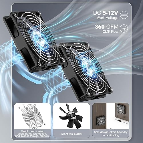 Miniatura 4 de Ventilador de energía solar, ventilador solar para exteriores con panel monocristalino, ventiladores de alto flujo de aire de 5.6 pulgadas y cable