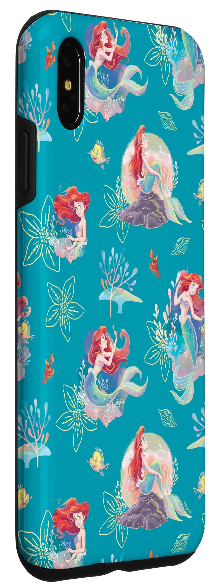 Custodia per iPhone XS Max Disney Princess Ariel Flounder e Sebastian sotto il mare