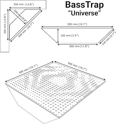 Miniatura 9 de (2 unidades)  Trampa para bajos de esquina difusa de absorción de sonido Universo  19.7 x 19.7 pulgadas  Absorción - Difusión - Reflexión  Madera