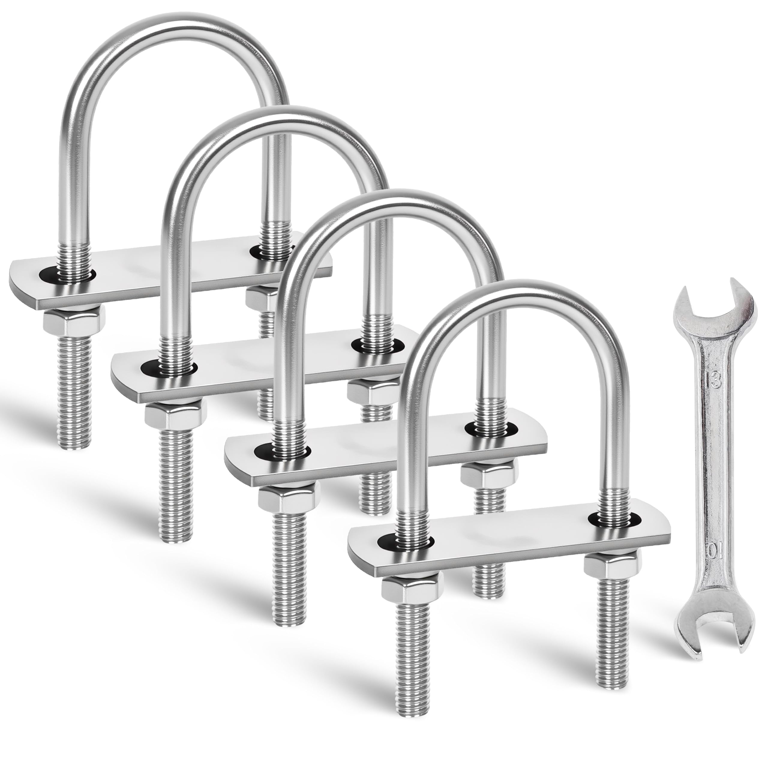 M8 U-Bolts - 4 Sets Stainless Steel -1