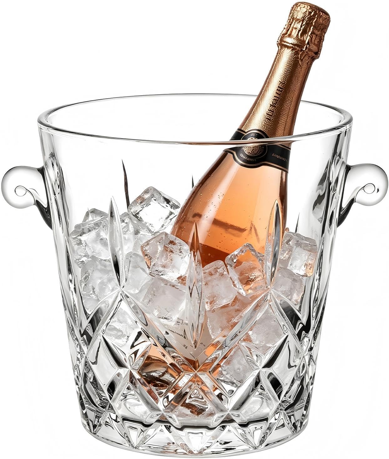 2-Liter Party Ice Bucket, Portable Cocktail Bar Beverage Bucket, Glass Champagne Chiller, suitable for beverages, wine, and beer. Dimensions: 6.5 inches long x 4.7 inches wide x 6.7 inches high