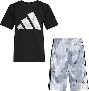 adidas boys Short Sleeve T-shirt and Poly Shorts 2-piece Set