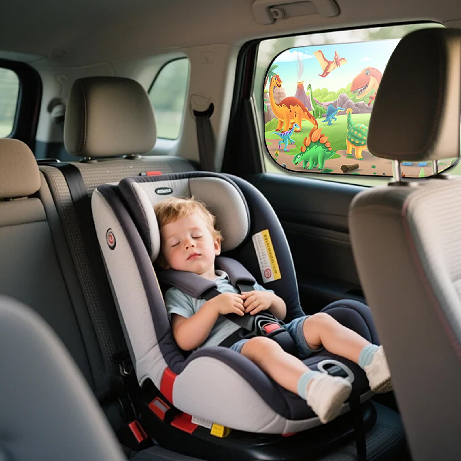 Tendine Parasole Auto Bambini Protezione UV 51x31CM 2 Pezzi Dinosauri