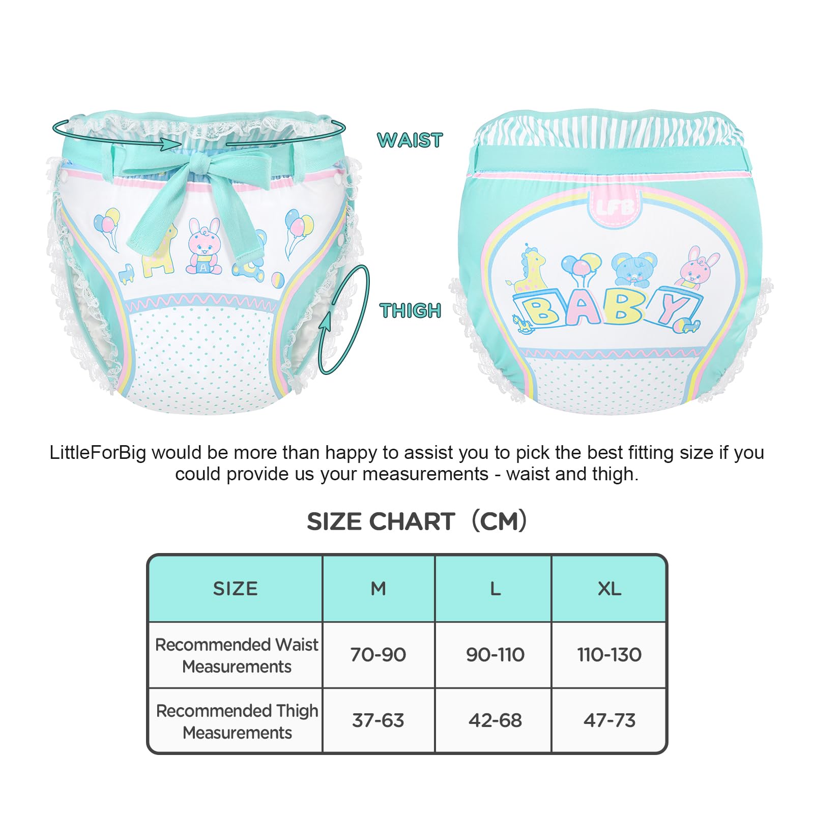 LittleForBig Omutsu fascia di seta per adulti lavabile impermeabile regolabile L verde