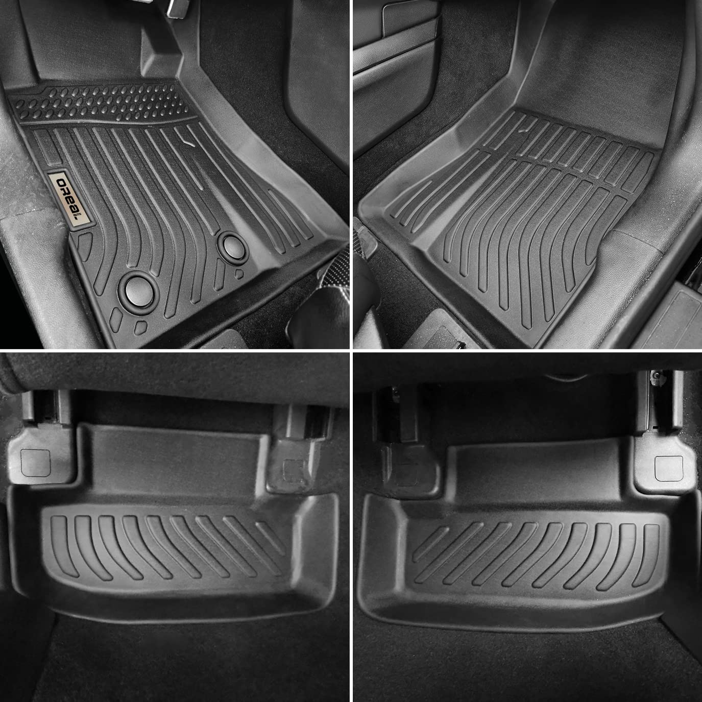 orealtrend Black Floor Mats Liners Replacement for Mustang 2015-2025 Heavy Duty All Weather Guard Front Rear Auto Carpet-Custom Fit-Tough/Durable/Odorless
