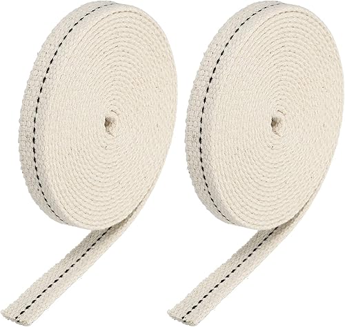 MECCANIXITY Mecha de lámpara de aceite de 0.47 pulgadas de ancho plano de 10 pies de algodón con punto negro para iluminación de quemador de