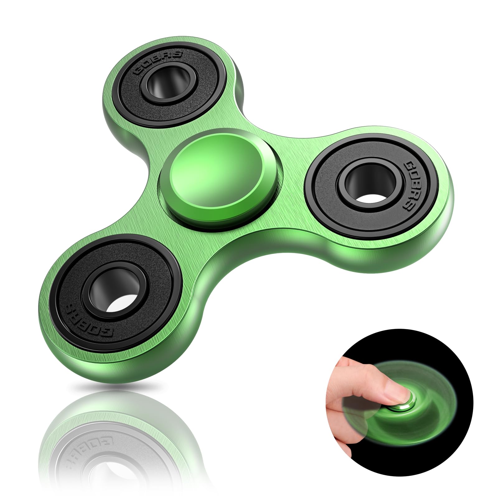 Coolden Fidget Spinner Metall Fidget Toys EDC Hand Spinner Hochwertig Schleuderzeit 2-5 Min Angst Anti Stress Spielzeug Geschenk für Kinder Erwachsene Edelstahl Finger Kreisel für Büro Schule Grün