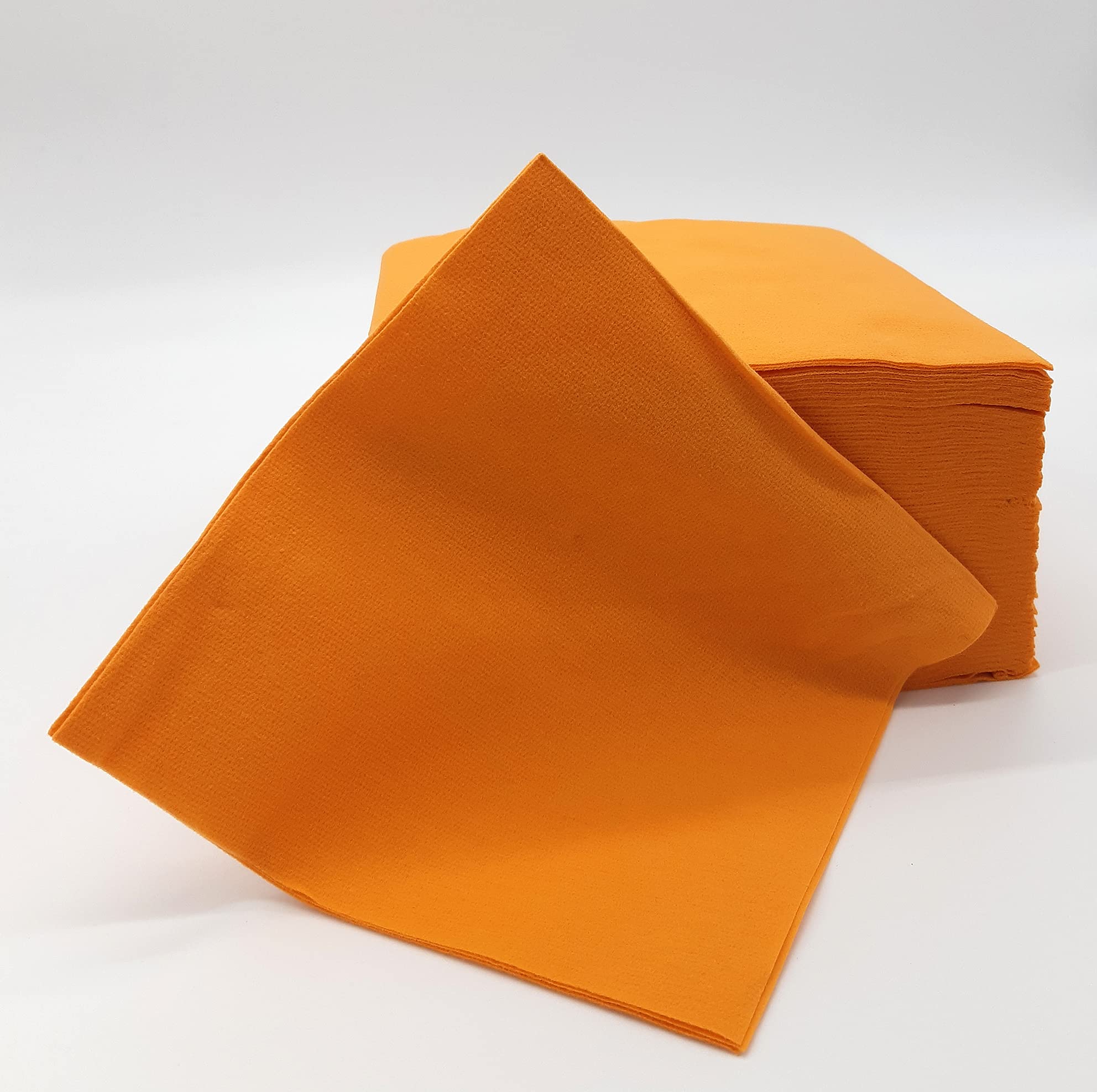 400 SERVIETTES DE TABLE EN PAPIER JETABLES AIRLAID - 8 PAQUETS DE 50 SERVIETTES - MELODIE ORANGE - 40 x 40 CM
