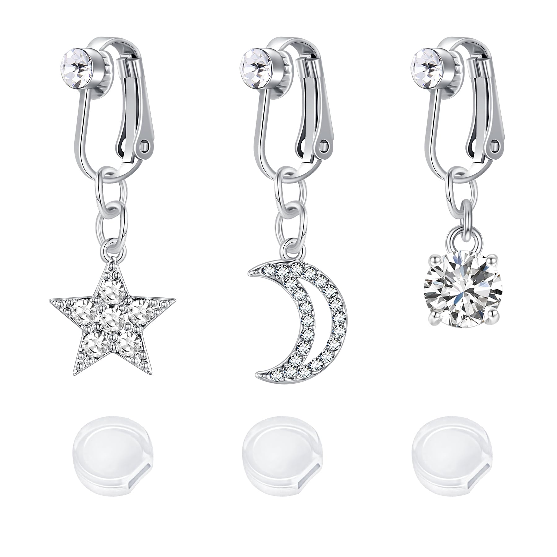 VCMART Fake Belly Piercing Fake Belly Button Piercing Clip on Belly Button Rings Surgical Stainless Steel Non Piercing Fake Belly Ring for Women