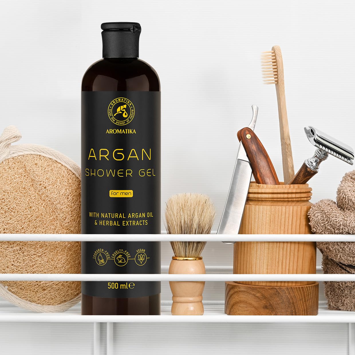 Argan Shower Gel for Men 500 ml, Shower Gel with Argan Oil and Herbal Extracts, Body Care, Cleansing and Care - Image 4