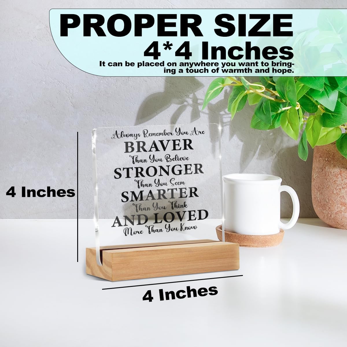 Inspirational Quotes Desk Decor, Thank You Gifts for Women Men Friends, Inspirational Gifts for Coworker Motivational Quote Acrylic Sign With Wooden Stand Decor for Home Office Desk Accessories - Image 2