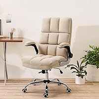Vista 2 de ECOTOUGE Silla de oficina ejecutiva, ergonómica de terciopelo, silla de escritorio cómoda, silla de computadora con respaldo alto con ángulo