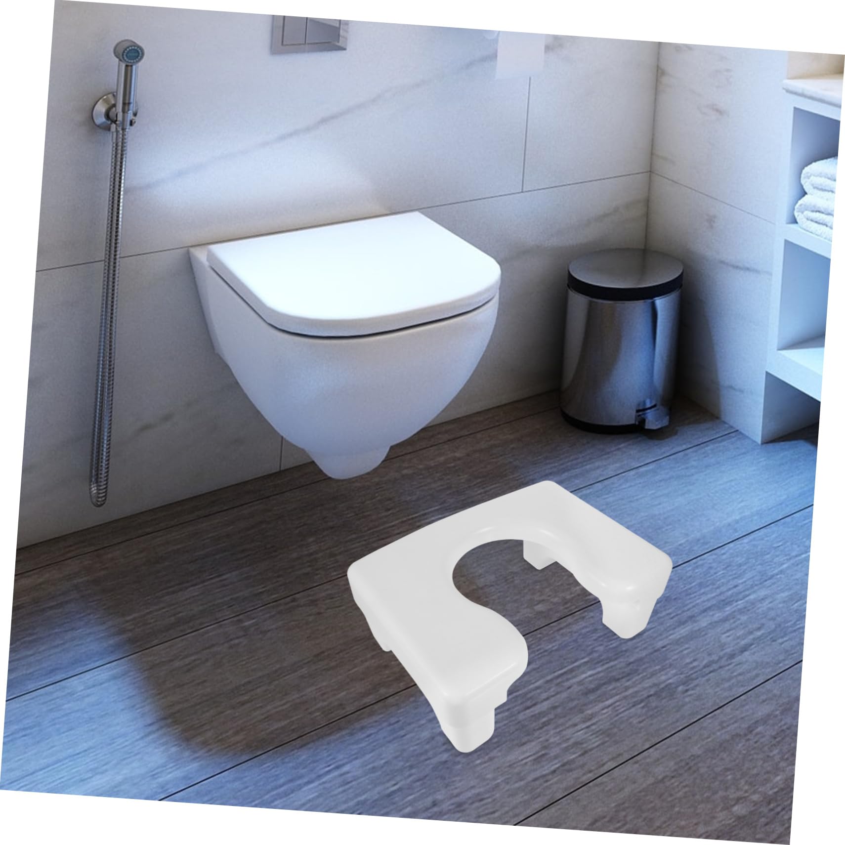 SHINEOFI Sgabello per Wc in Pp Bianco Antiscivolo e Portante Design Semplice e Stile Elegante per Bagno Familiare