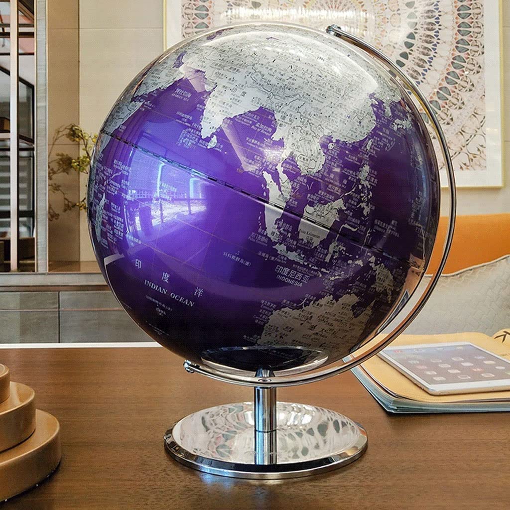 POCHY Mappamondi Globo HD con globi con Base in Metallo Globo Mondiale di Facile Lettura per aule Scolastiche Apprendimento di globi geografici Ornamenti Fine e Chiaro