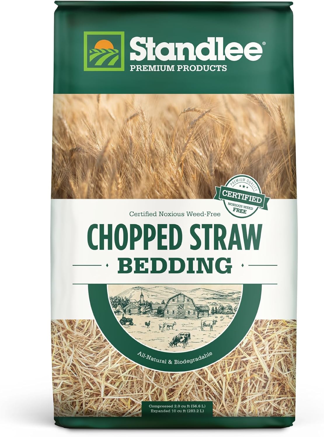 A clear plastic bag filled with natural pine wood shavings suitable for animal bedding.