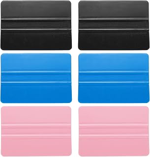 Vinyl Wrap Squeegees 4" Car Window Tint Tools Black/Pink/Blue 6pcs | Plastic Vinyl Scraper Tool for Car Window Film Wrapping Decal, Windshield Cleaning, Wallpaper